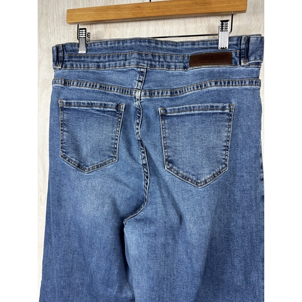 Rock Roll Denim Jeans 32x30 Palazzo Flare High Rise Western Stretch Womens - Picture 7 of 9